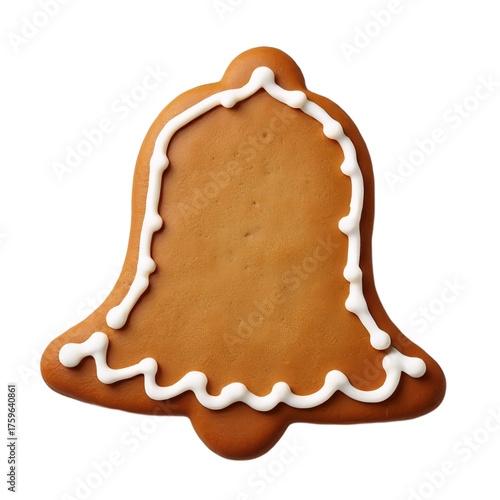 Bell-Shaped Gingerbread Cookie on Transparent Background