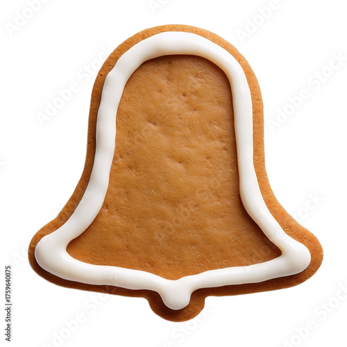 Bell-Shaped Gingerbread Cookie on Transparent Background