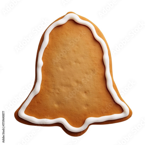 Bell-Shaped Gingerbread Cookie on Transparent Background