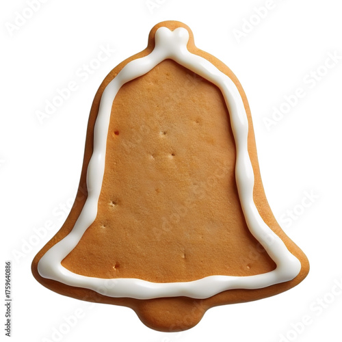 Bell-Shaped Gingerbread Cookie on Transparent Background
