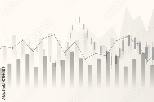 Abstract financial data graph featuring candlestick and line charts

