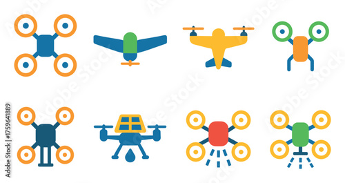 Agricultural Drone Icon Set