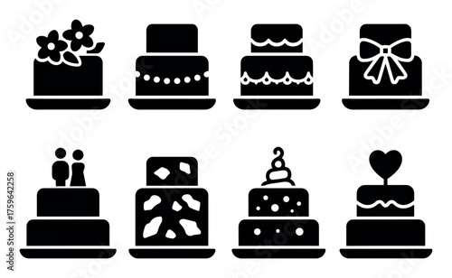 Wedding Cake Icon Set
