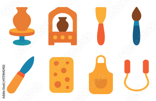 Colorful Pottery Tool Icons