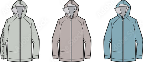 Colorful Hooded Jacket Vector Set for Fashion Design and Apparel Illustration