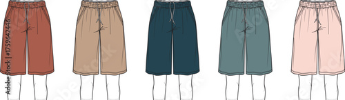 Culottes Fashion Elastic Waistband Pants in Various Colors