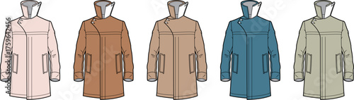 Fashionable outerwear collection showcasing versatile coats in a spectrum of sophisticated colors and styles for modern wardrobes