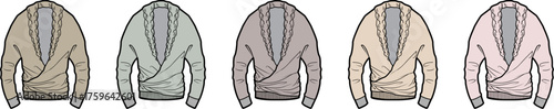 Variety of Pastel-Colored Cardigans A Fashionable Illustration Featuring a Range of Neutral Hues for Style