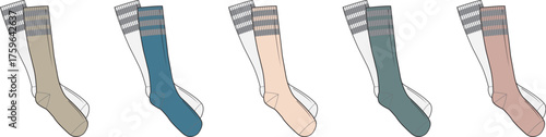 Colorful Socks Vector Illustration Various Designs and Shades for Fashion and Clothing Concepts