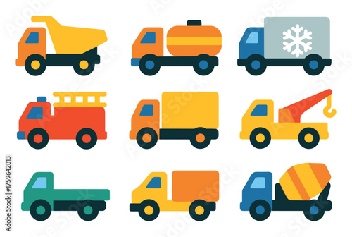 Colorful Truck Icon Grid