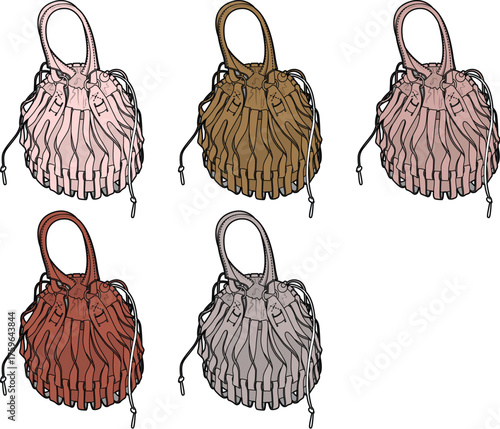 Assortment of Bucket Bags Stylish Handbags in Various Colors