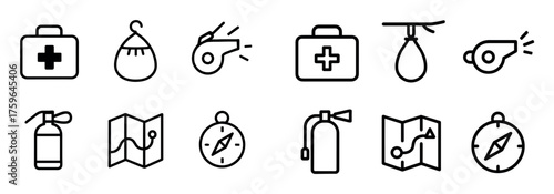 Minimalist Camping Safety Icons