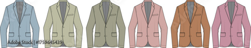 Elegant Array of Colorful Blazer Jacket Illustrations for Fashion Design