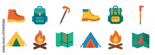 Colorful Hiking Icons