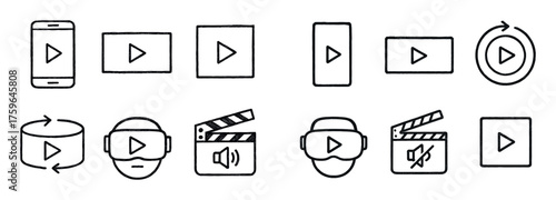 Film Format Sketch Icons