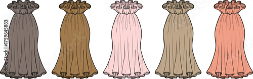 Elegant Dress Variations A Colorful Array of Fashionable Gowns for Women - Style & Design