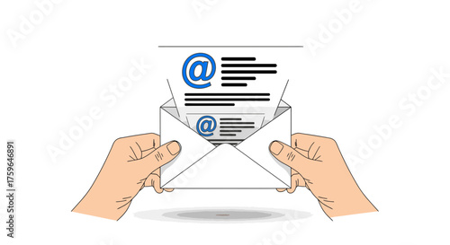 Crafted Email Design Revealing New Message in Hand: Digital Communication Concept, Connecting People Through Correspondence, Instant Notifications, and Business Updates