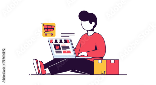 Effortless online shopping experience with convenient delivery, explore a vast selection of products from your laptop, enjoying modern retail therapy