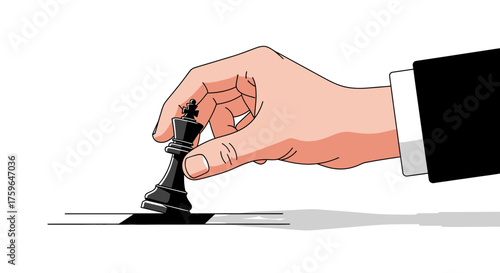 Strategic move with chess king piece, leadership decision, business strategy concept, planning for success, taking decisive action, vector illustration