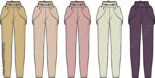 Fashionable Elastic Waist Pants Set in Various Colors