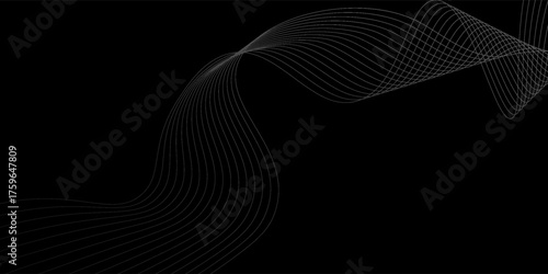 Line Black abstract background design. Modern wavy line pattern in monochrome colors. poppuler background