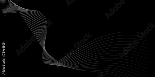 Line Black abstract background design. Modern wavy line pattern in monochrome colors. poppuler background