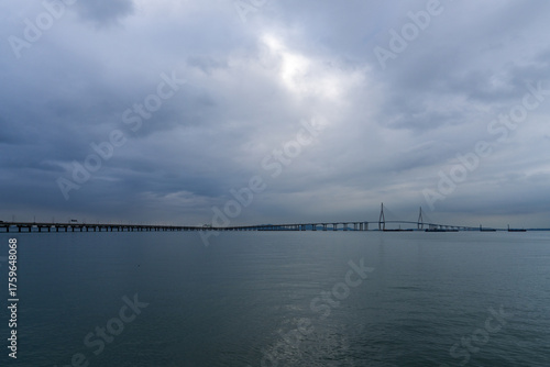 Wallpaper Mural idyllic seascape with a long highway bridge Torontodigital.ca