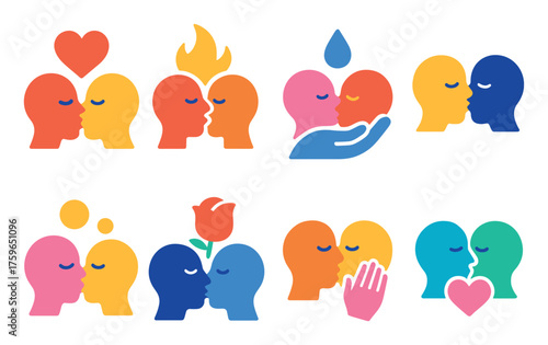 Colorful Kiss Icons