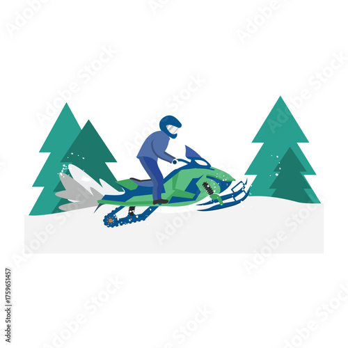 Snowmobile Ride Vector Illustration Which can easily edit or modify