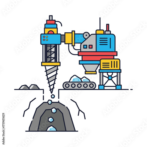 of mining machinery drilling into the earth.