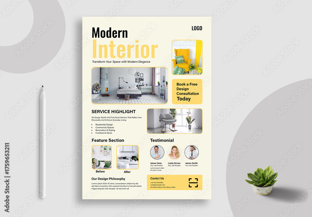 Modern Interior Flyer Template plantilla de Stock | Adobe Stock