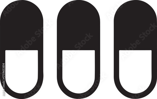 Medical capsules aligned in row, minimal flat style, symbolizing health and pharmacy.