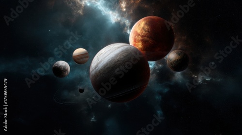 Exploring a distant star system with multiple colorful planets and vibrant cosmic scenery