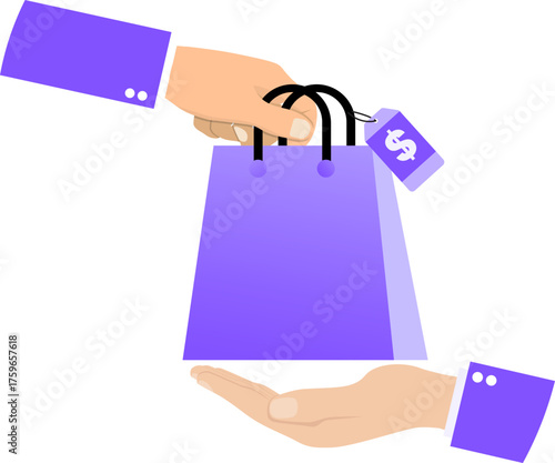 Hand Giving Shopping Bag to Another Hand
