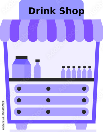 Illustration of Purple Drink Shop Kiosk
