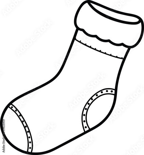 Black line art of a Christmas sock stocking holiday