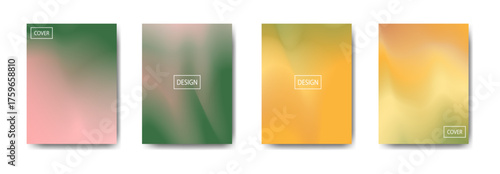 Four Gradient Backgrounds with Soft Color Blends in Pink, Green, Yellow, and Orange Tones