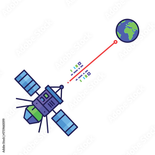 A satellite in orbit is sending signals to planet Earth.