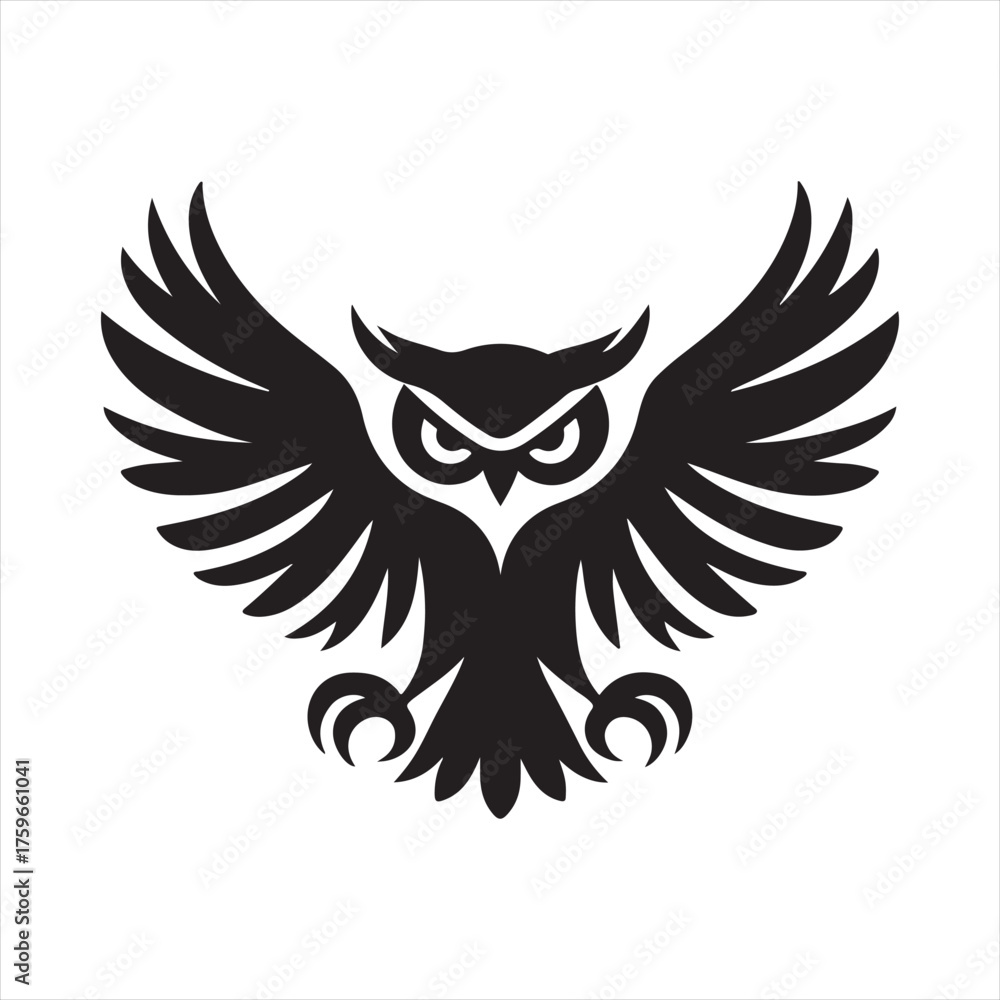 Obraz premium Owl mid-flight with wings wide and talons down vector sketch art icons design collections 