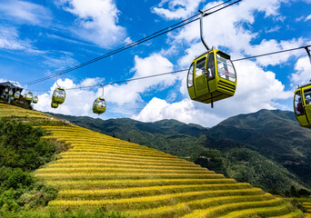 Leinwandbilder Guilin Seilbahn über Longsheng Reisterrassen  © monticellllo