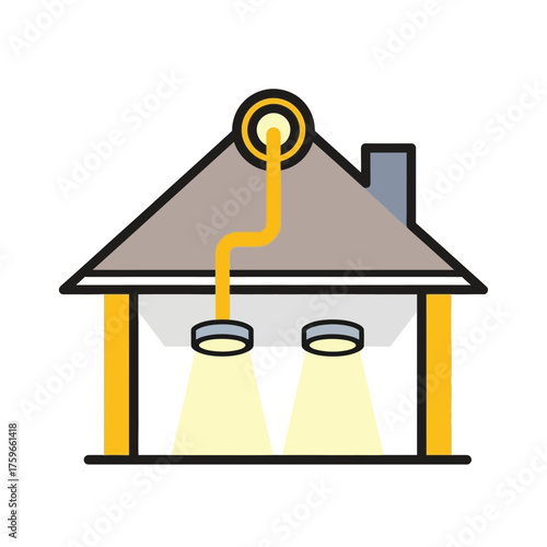 of a house with lights illuminating its interior.