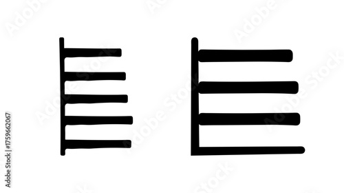 Simple stylized bar chart comparison graphic with thick horizontal bars and vertical stems
