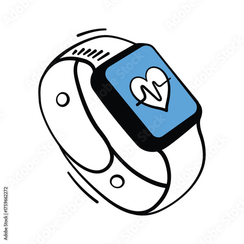 Grab this amazing hand drawn icon of fitness tracker, ready for premium use