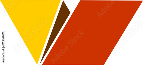 letter w iconic techno element vektor logo on red corner ribbon with yellow ribbon