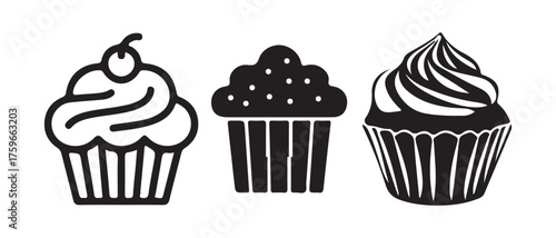 Stylish Cupcake Bakery Icons