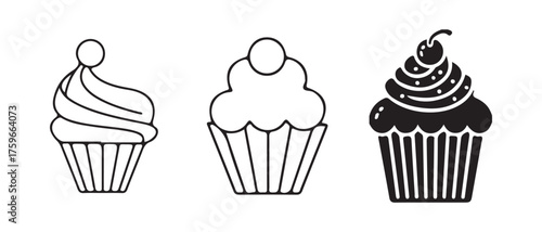 hand drawn vector illustration of a cupcake