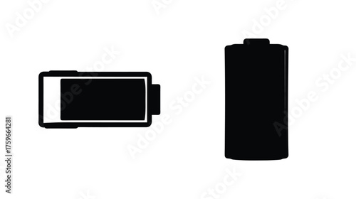 Full battery icon and vertical battery symbol representing power charge level status