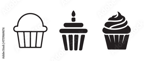 Classic Bakery Cupcake Vector Set