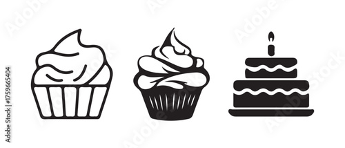 Stylish Cupcake Silhouette Art
