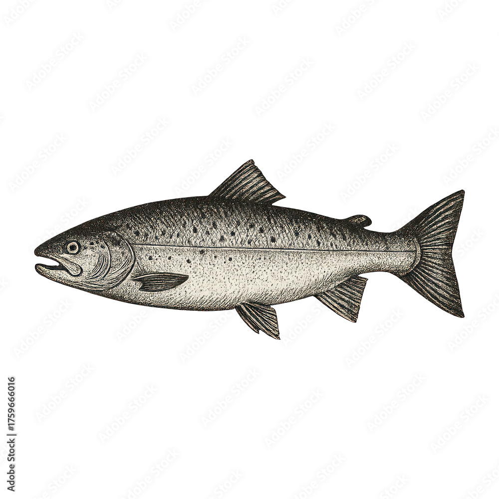 Obraz premium PNG Vintage fish illustration art